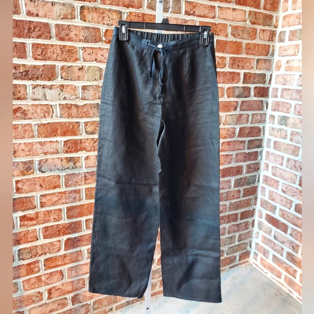 Black Tie Waist Linen Pant